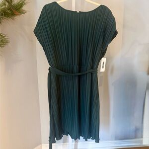 DKNY Dark Green Pleated Dress